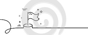 Milestone line icon. Place pin sign. Continuous line with curl. Vector