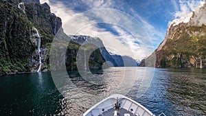 Scenic tourist attraction of Milford Sound cruise, New Zealand