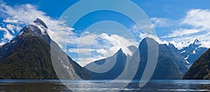 Milford Sound and Mitre Peak in Fjordland NP NZ photo