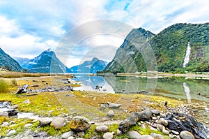 Milford Sound Piopiotahi is a famous attraction in the Fiordland National Park, New Zealand`s South island
