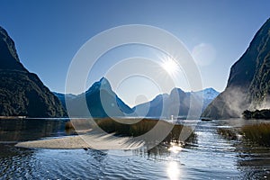 Milford Sound, a popular tourist attraction in the South Island of New Zealand