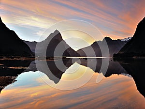 Milford sound at sunset time, New Zealand