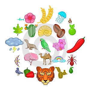 Milieu icons set, cartoon style photo
