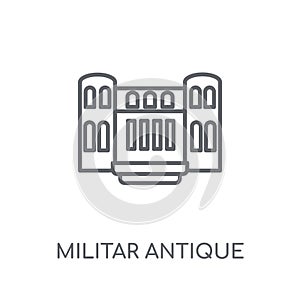 Militar antique building linear icon. Modern outline Militar ant