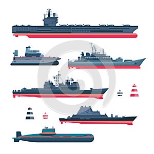 Militaristic ships icons