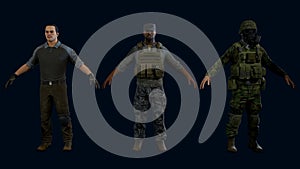 Military 3d render, male soldier 3d model
