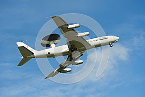 Military air force flying radar Awacs jet airplane