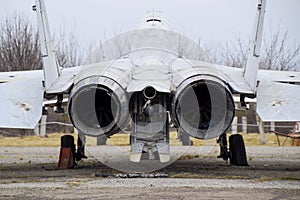 Military aircraft fighters at the airport. Old decommissioned aircraft. Krasnodar airfield.