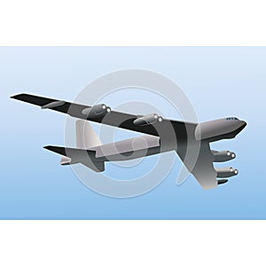 Military aircraft in flight. Vector color illustration.