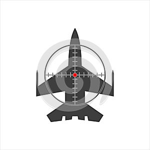 military aircraft icon on the sight. vector over white background