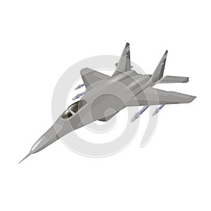 Military aircraft interceptor, vector illustrations isolated. Army flying machine. For military aviation concepts