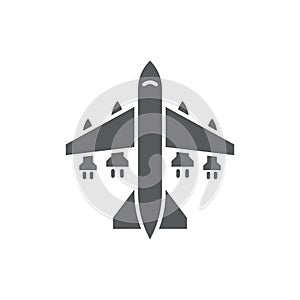 Military aircraft vector icon symbol air force isolated on white background