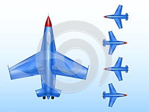 Military aircraft vector illustration of wartime aviation and combat airplane or supersonic bomber jet icons