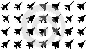 Military aircrafts icon set
