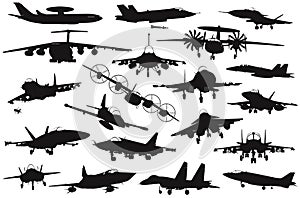 Military aircrafts set photo