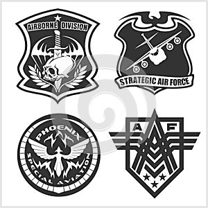 Military airforce patch set - armed forces badges and labels logo