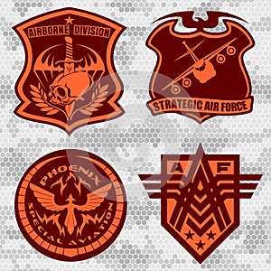 Military airforce patch set - armed forces badges and labels logo