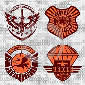 Military airforce patch set - armed forces badges and labels logo