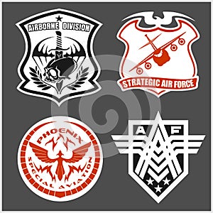 Military airforce patch set - armed forces badges and labels logo