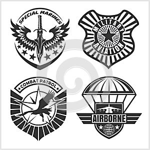 Military airforce patch set - armed forces badges and labels logo