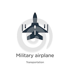 Military airplane icon vector. Trendy flat military airplane icon from transport aytan collection isolated on white background.