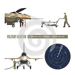 Military airplane. Repair and maintenance of war aircraft. Aerospace industry