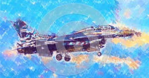 Military airplane speed art design illustration abstract drawing