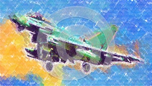 Military airplane speed art design illustration abstract drawing