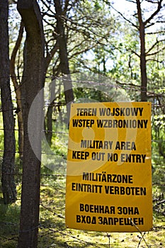 Military Area warning sign in Poland