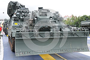 A military armoured engineer vehicle