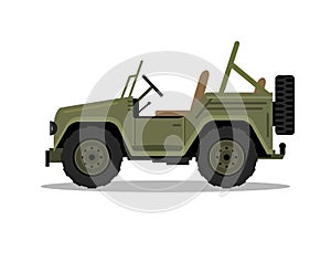 Military army car jeep vehicle. Humvee vector hummer cartoon flat safari oddroad truck illustration