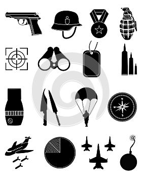 Military army icons set