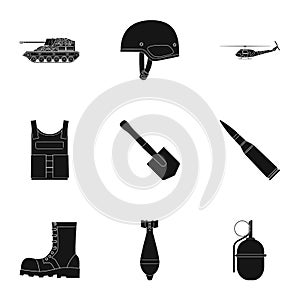 Military and army set icons in black style. Big collection of military and army vector symbol stock illustration