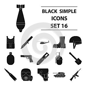 Military and army set icons in black style. Big collection of military and army vector symbol stock illustration