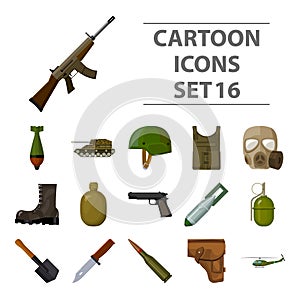 Military and army set icons in cartoon style. Big collection of military and army vector symbol stock illustration