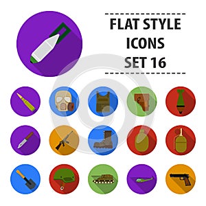 Military and army set icons in flat style. Big collection of military and army vector symbol stock illustration