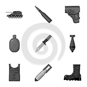 Military and army set icons in monochrome style. Big collection of military and army vector symbol stock illustration