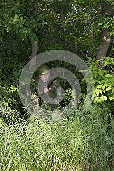 Military Army Soldier Fighting In Jungle Combat