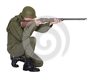 Military Army Soldier Shooting Rifle Gun, Isolated