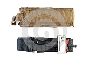 The military bag for turnstile, wicket, tourniquet or first aid kit isolated on white background
