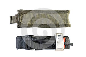 The military bag for turnstile, wicket, tourniquet or first aid kit isolated on white background