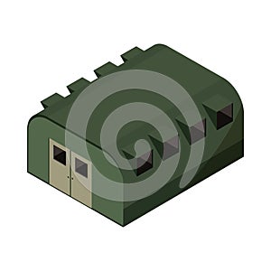 Military barracks base camp isometric icon