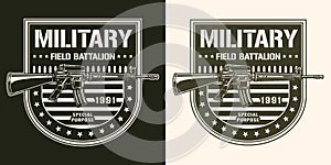 Military battalion vintage logotype monochrome