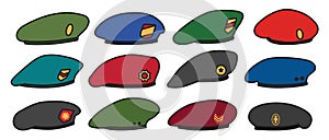 Military beret isolated color set icon. Vector illustration army cap on white background.Color set icon military beret