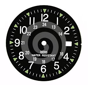 Military black clock dial