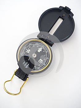 Military black compass isolated on white