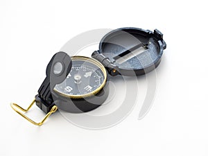 Military black compass isolated on white