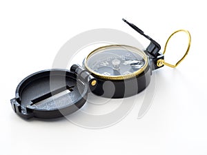 Military black compass isolated on white
