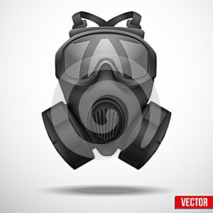 Military black gasmask respirator vector