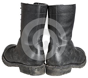 Military Boot, Rear Back side of Army Black Shoes on white